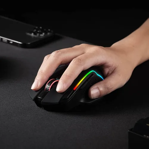 Vista 9 de Redragon M810 Pro - Mouse inalámbrico para juegos, 10000 DPI con cableinalámbrico con llave de fuego rápido, 8 botones macro, capacidad