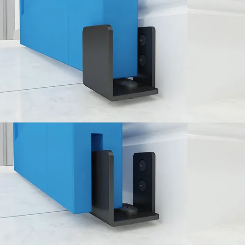 Vista 12 de JUBEST Guía de piso negro mate para montaje en pared, herrajes para puertas corredizas de granero de hasta 1-3/8 pulgadas de ancho y 1-1/4 pulgadas