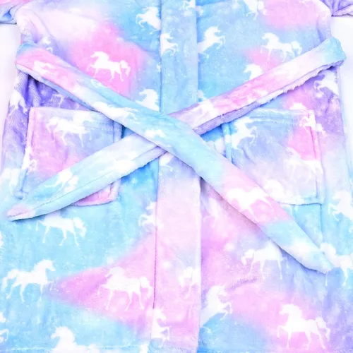 Vista 4 de QPANCY Bata de baño para niñas, suave felpa de forro polar, ropa de dormir