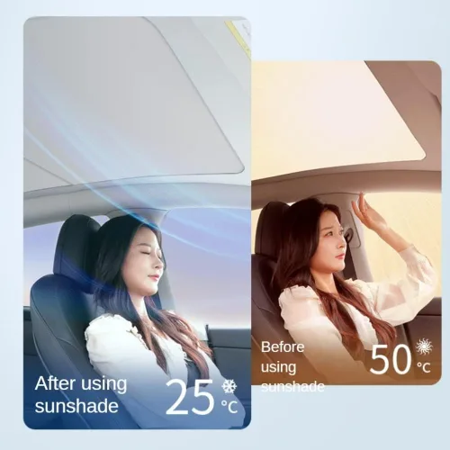 Vista 9 de Parasol retráctil de techo para Tesla Modelo 3 (2017-2023), techo FullShade para proteger el interior y mantener la refrigeración, protección UV