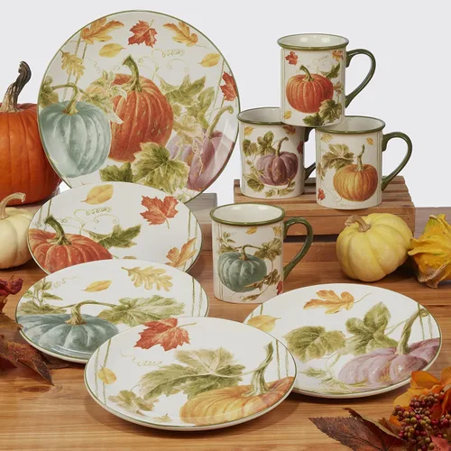 Vista 6 de Certified International Harvest Autumn Havest - Juego de vajilla de 16 piezas, servicio para 4, multicolor