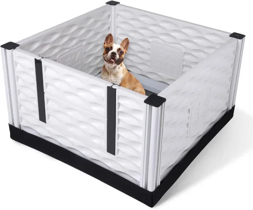 Vista 10 de EZwhelp EZclassic 28"x28"x18" Caja de parto acolchada pequeña para perros con rieles, suministros para parto de cachorros, almohadilla negra