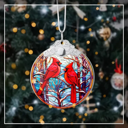 Vista 7 de Adornos de Navidad cardenales, adorno cardenal, simbolizando amor y memoria, elegante regalo de recuerdo navideño para familiares y amigos