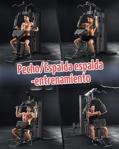 Vista 3 de Sportsroyals Gimnasio en casa, equipo de gimnasio multifuncional, equipo de entrenamiento con pila de peso de 150 libras, para prensa de piernas