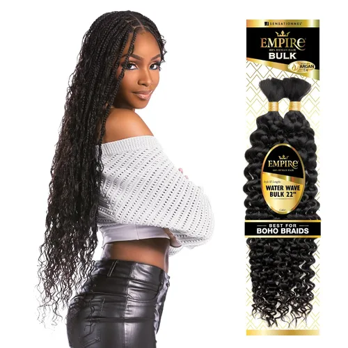 Vista 8 de Sensationnel Empire Bulk Braiding – Trenzas de cabello humano Water Wave para estilos Knotless Boho Box o Curly Loosewave, 1 paquete