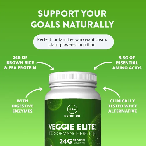 Vista 3 de MRM Nutrition Veggie Elite Performance Proteína Sabor a moca de chocolate Proteína a base de plantas Fácil de digerir Con BCAA Vegano +