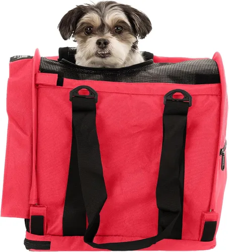 Vista 13 de SturdiBag XL - Transportador de viaje para mascotas: altura flexible para gatos y perros, lados suaves con clips de seguridad y correas