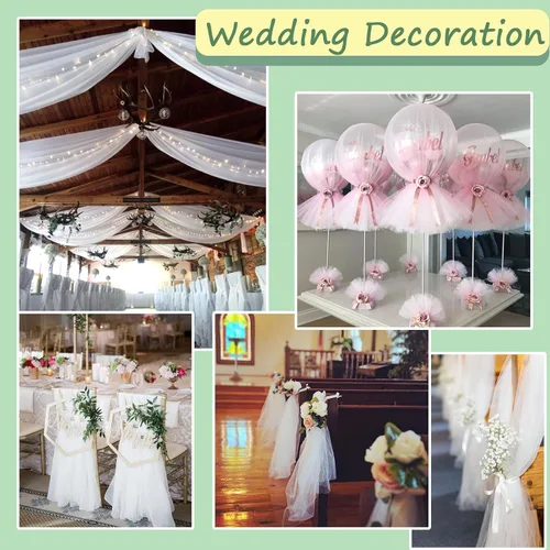 Vista 5 de Rollos de tela de tul, 54 pulgadas por 10 yardas (30 pies), cinta de tul para decoración de fiestas de boda, rollo de tela transparente en bobina