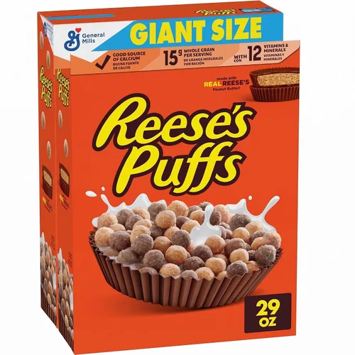 Vista 9 de Reese's Puffs - Cereal de desayuno con mantequilla de maní y chocolate, 11.5 onzas
