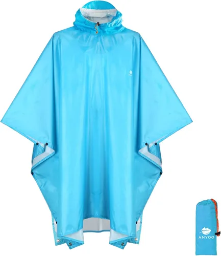 Vista 13 de ANYOO Poncho de lluvia con capucha para adultos impermeable ligero abrigo de lluvia para hombres mujeres chaqueta de lluvia reutilizable para Verde