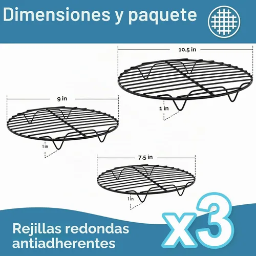 Vista 2 de P&P CHEF Estante de cocina redondo, rejilla de enfriamiento para vapor, 7.5 Negro