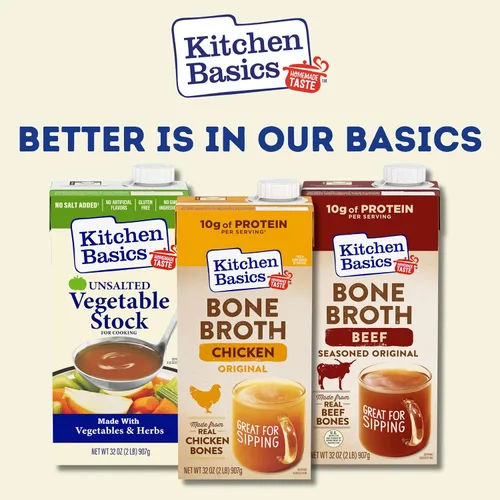 Vista 6 de Kitchen Basics Caldo de hueso de pollo original (keto amigable), 32 fl oz (paquete de 12)