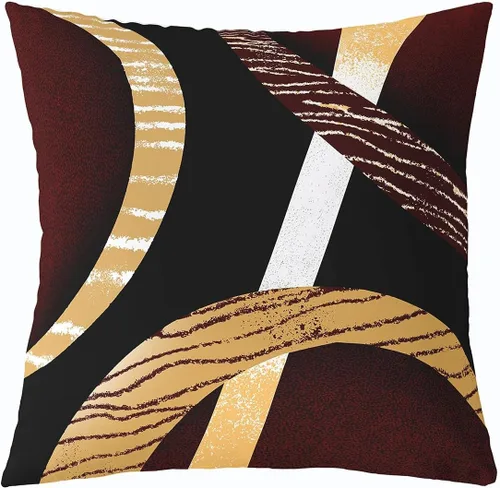 Vista 24 de Funda de almohada moderna con estampado de líneas geométricas de doble cara de 16 x 16 pulgadas, funda de almohada cuadrada suave con remolinos