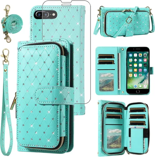 Vista 26 de Funda para teléfono iPhone 6 6S con cremallera y protector de pantalla con protector de pantalla, correa de cordón cruzado, ranura para iPhone 6 Six