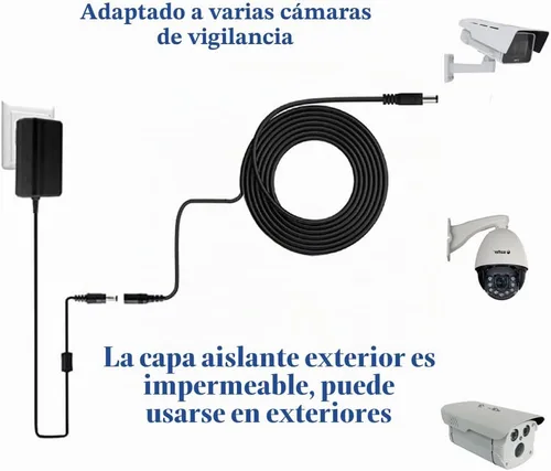 Vista 5 de 2 cables de extensión de alimentación CC de 10 pies (9.8 ft) de 12 V con conectores adaptadores de conector de alimentación (2 x macho + 2 hembra)