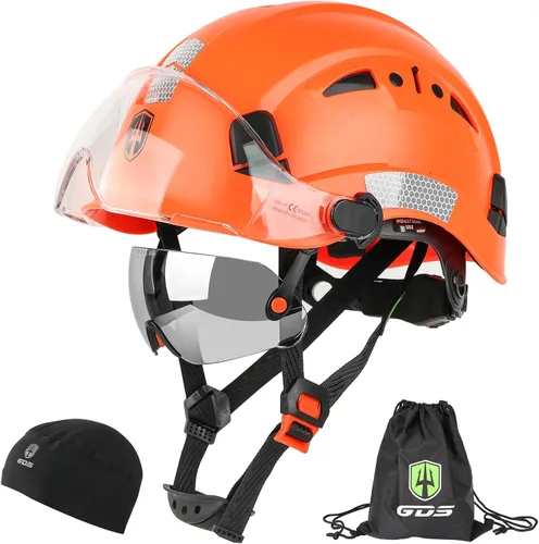 Vista 9 de GREEN DEVIL Casco de seguridad con visera tintada y transparente con ventilación Casco de construcción ABS Cascos de construcción para hombres