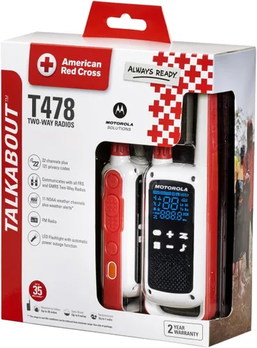 Vista 4 de Motorola Solutions Cruz Roja T478 Talkabout Blanco Recargable Preparación para emergencias Radio bidireccional de 35 millas
