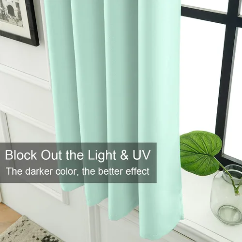 Vista 4 de LA PALMA Cortinas opacas con aislamiento térmico y ojales, para sala de estar, dormitorio, paquete de 2 paneles
