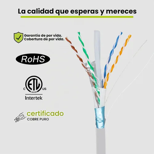Vista 4 de TRUE CABLE Cable Ethernet Cat6A a granel de entierro directo, F/UTP, blindado F/UTP, 500 pies, blanco, impermeable, chaqueta OSP para exteriores