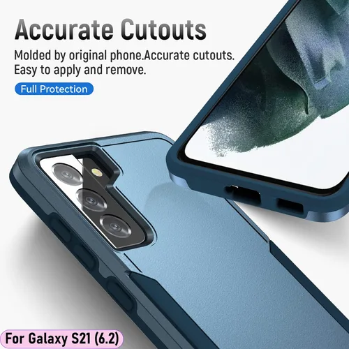 Vista 5 de Funda híbrida de doble capa para Galaxy S21 de 6.2 pulgadas, resistente a los golpes, resistente a los golpes, con 1 soporte magnético