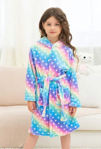 Vista 3 de Doctor Unicorn Ropa de dormir con capucha de unicornio suave con puntos - Regalos de unicornio para niñas