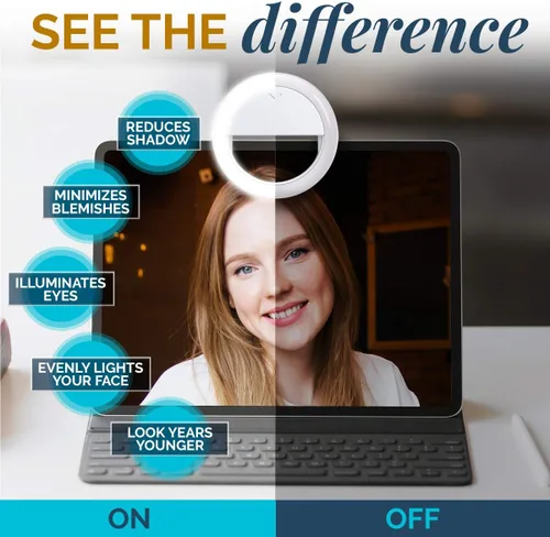 Vista 6 de GearLight Anillo de luz para selfie para computadora o teléfono, iluminación LED compatible con iPhone para cámara web de laptop, grabación