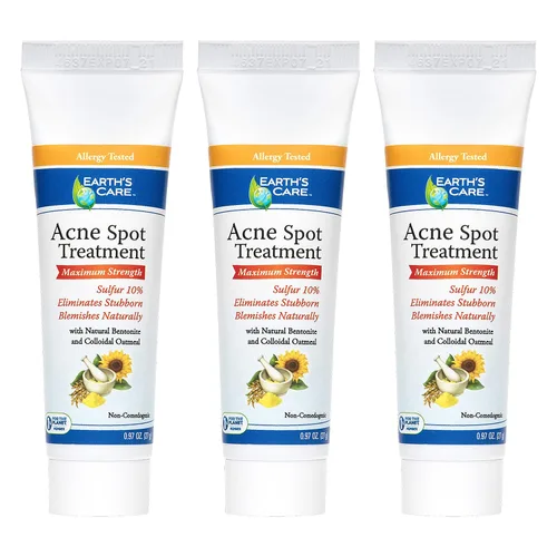 Vista 11 de Earth's Care Tratamiento de manchas para el acné - Medicamento en crema de azufre al 10% para eliminar el acné quístico, espinillas y puntos negros