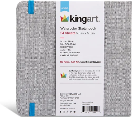 Vista 7 de KINGART Cuaderno de bocetos de papel de acuarela, cuadrado, 5.5 x 5.5 pulgadas, 1 paquete, 24 páginas pesado prensado en frío, sin ácidos, diario