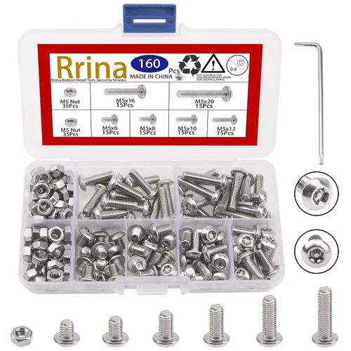 Vista 7 de Tornillos de seguridad Torx de cabeza de botón de acero inoxidable 304, juego surtido de tornillos resistentes a manipulaciones, tuercas de perno