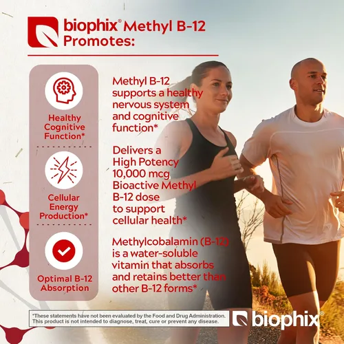 Vista 3 de biophix Metil B-12 10000 mcg 90 pastillas veganas sabor cereza extra fuerte - Apoya el sistema nervioso salud inmune metabolismo flujo sanguíneo