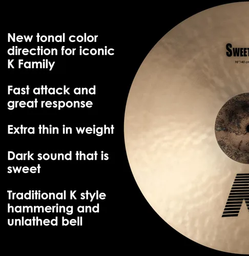 Vista 5 de Avedis Zildjian Company K Sweet Crash Cymbal - 16 Pulgadas (40,6 cm)