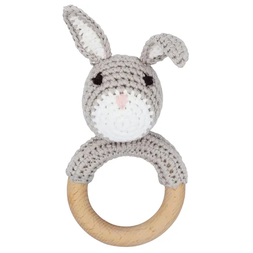 Vista 8 de Joliecraft Woodland Friends - Juguete de sonajero y agitador para bebé con anillo de dentición de madera para bebés de 3, 6, 9, 12 meses Oso Marrón