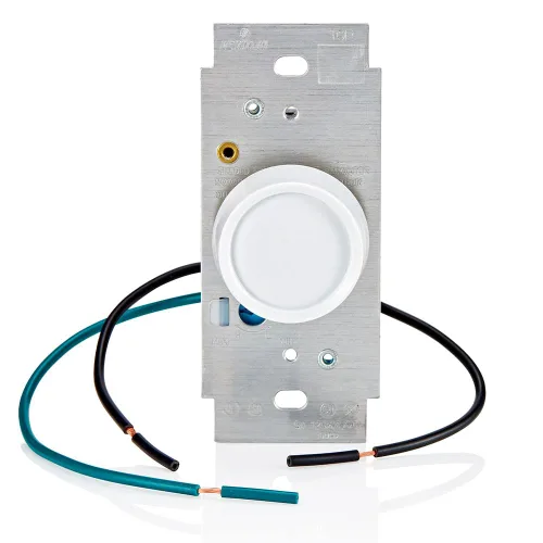 Vista 2 de Leviton Trimatron - Interruptor giratorio de control de velocidad del ventilador, 5 A, rango completo, velocidad variable, polo único, 6616-W