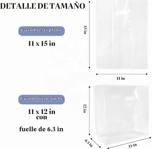 Vista 2 de LazyMe Bolsas transparentes para mercancía con asas troqueladas, 11 x 15 pulgadas, 100