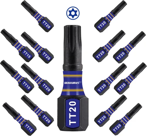 Vista 13 de Geinxurn Juego de brocas de destornillador magnético de impacto de seguridad T15 de 2 pulgadas, juego de brocas de potencia de cabeza Torx #15 de 51