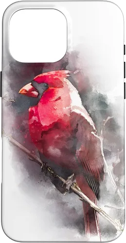 Vista 19 de Beautiful Watercolor Red Cardinal Bird Watching Animal Gift Case for iPhone 17