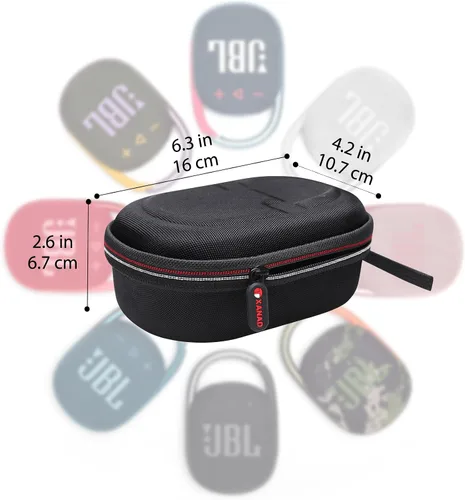 Vista 5 de XANAD Funda rígida para altavoz Bluetooth portátil JBL Clip 4 o Clip 5, bolsa de transporte protectora de viaje Gris
