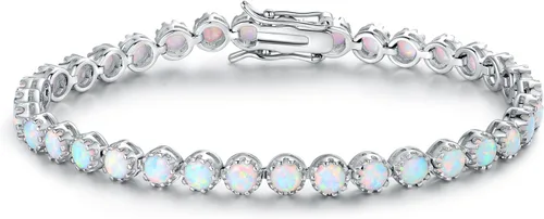 Vista 5 de Barzel Pulsera de ópalo creada con corona chapada en oro de 18 quilates para tenis Oro rosa