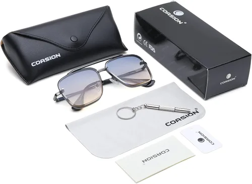 Vista 4 de COASION Tony Stark - Gafas de sol para disfraz, gafas de sol cuadradas retro para hombre y mujer