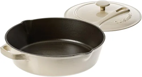 Vista 12 de Cuisinart Freidora de pollo de hierro fundido de 12 pulgadas con tapa, capacidad de 4.5 cuartos de galón, interior esmaltado de porcelana, apta