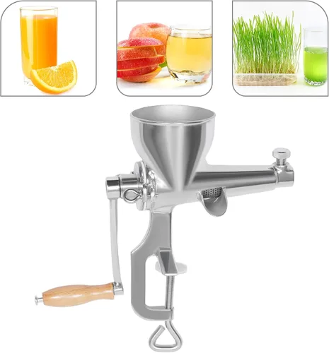 Vista 6 de Exprimidor manual de pasto de trigo, exprimidor manual de hierba de trigo de acero inoxidable, herramienta extractor de jugo para frutas, manzanas