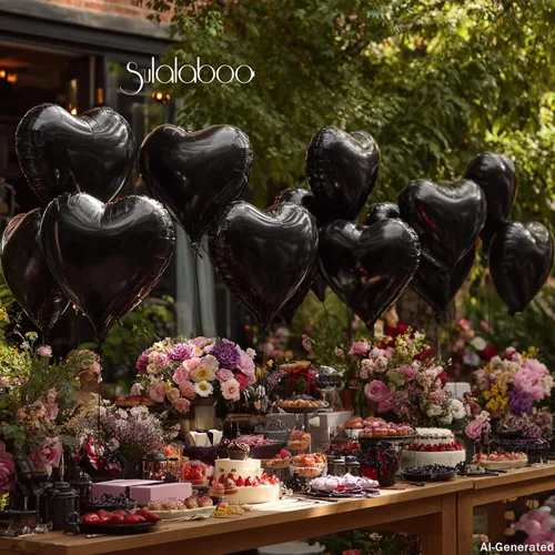 Vista 4 de 15 globos de papel de aluminio en forma de corazón negro de 18 pulgadas para el día de San Valentín, día de la madre, compromiso, aniversario