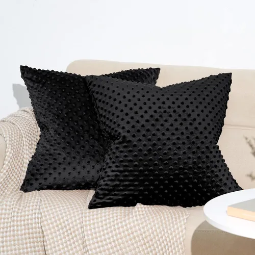 Vista 14 de PHF Minky - Funda de almohada de lunares de 18 x 18 pulgadas, paquete de 2 fundas de cojín de terciopelo real de burbujas de visón suave, acogedora