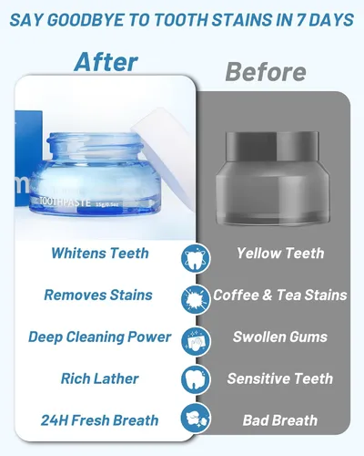 Vista 3 de Polvo blanqueador de dientes, polvo blanqueador de pasta dental, eliminación de manchas sin sensibilidad, blanqueador de dientes natural con sabor