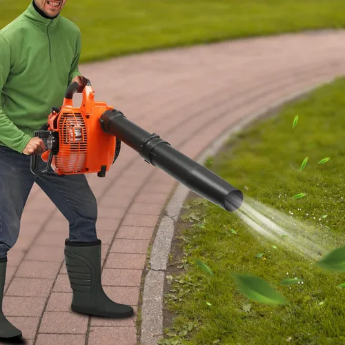 Vista 2 de Soplador de hojas de gas de mano de 2 ciclos de 750 W con tubo de 25 pulgadas, soplador de hojas de motor de 25.4 cc de 2 tiempos soplador comercial