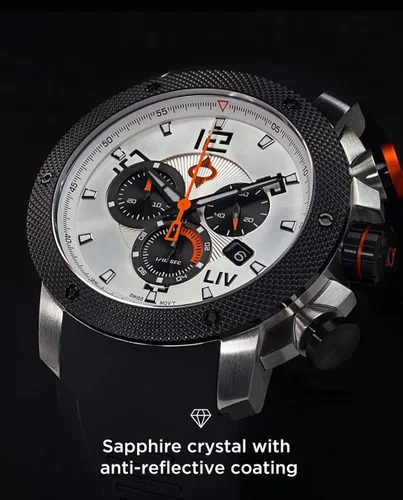 Vista 5 de LIV GX1 - Reloj clásico resistente con cronógrafo suizo de 1.77 pulgadas, 316L SS, 3D multicapa con fecha rápida, resistente a los arañazos
