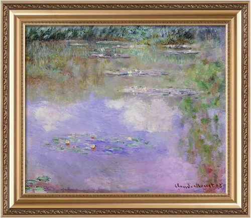 Vista 116 de IPIC - Reproducción artística de los lirios de agua de Claude Monet 1906, impresiones giclée coinciden con el marco dorado clásico, arte de pared