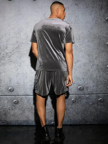 Vista 2 de WDIRARA Conjunto de 2 piezas para hombre, camiseta de manga corta y pantalones cortos
