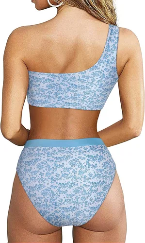 Vista 162 de MOOSLOVER Traje de baño de dos piezas con corte alto y cintura alta para mujer