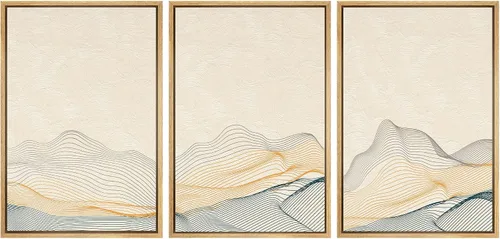 Vista 115 de SIGNWIN Lienzo enmarcado para pared, juego de arte tranquilo con reflejo de lago, acuarela, montaña y agua, ilustraciones modernas, arte abstracto